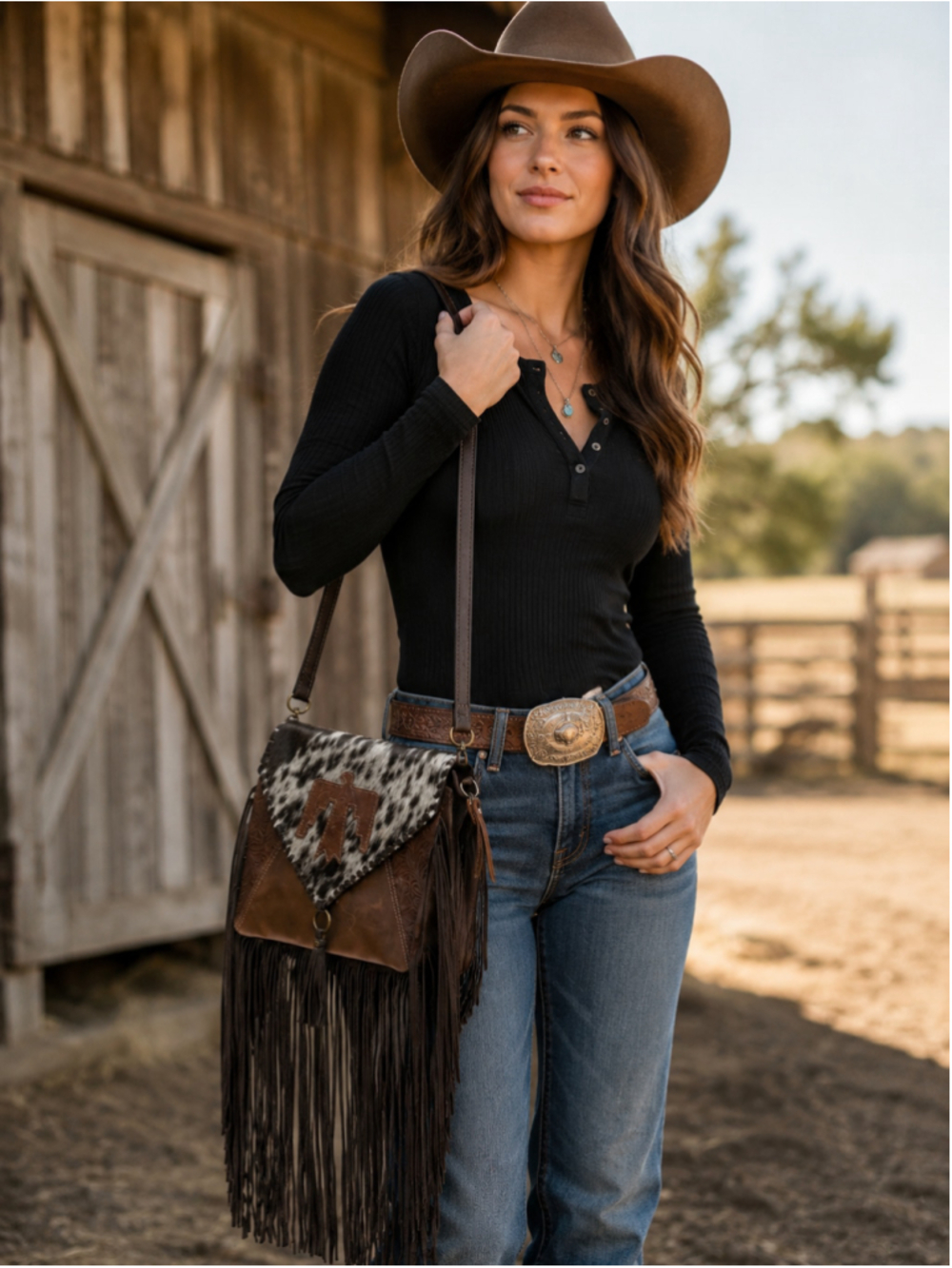HAUTE SOUTHERN HYDE Thunderbird CROSSBODY BAG Cowhide TOOLED LEATHER Purse